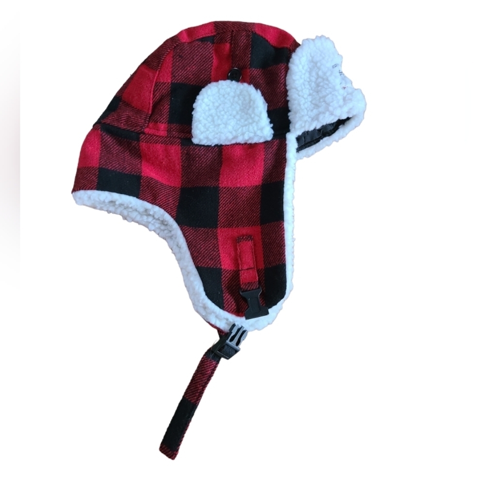 Plummers Arctic Lodge Red Plaid Sherpa Fleece Trapper Hat